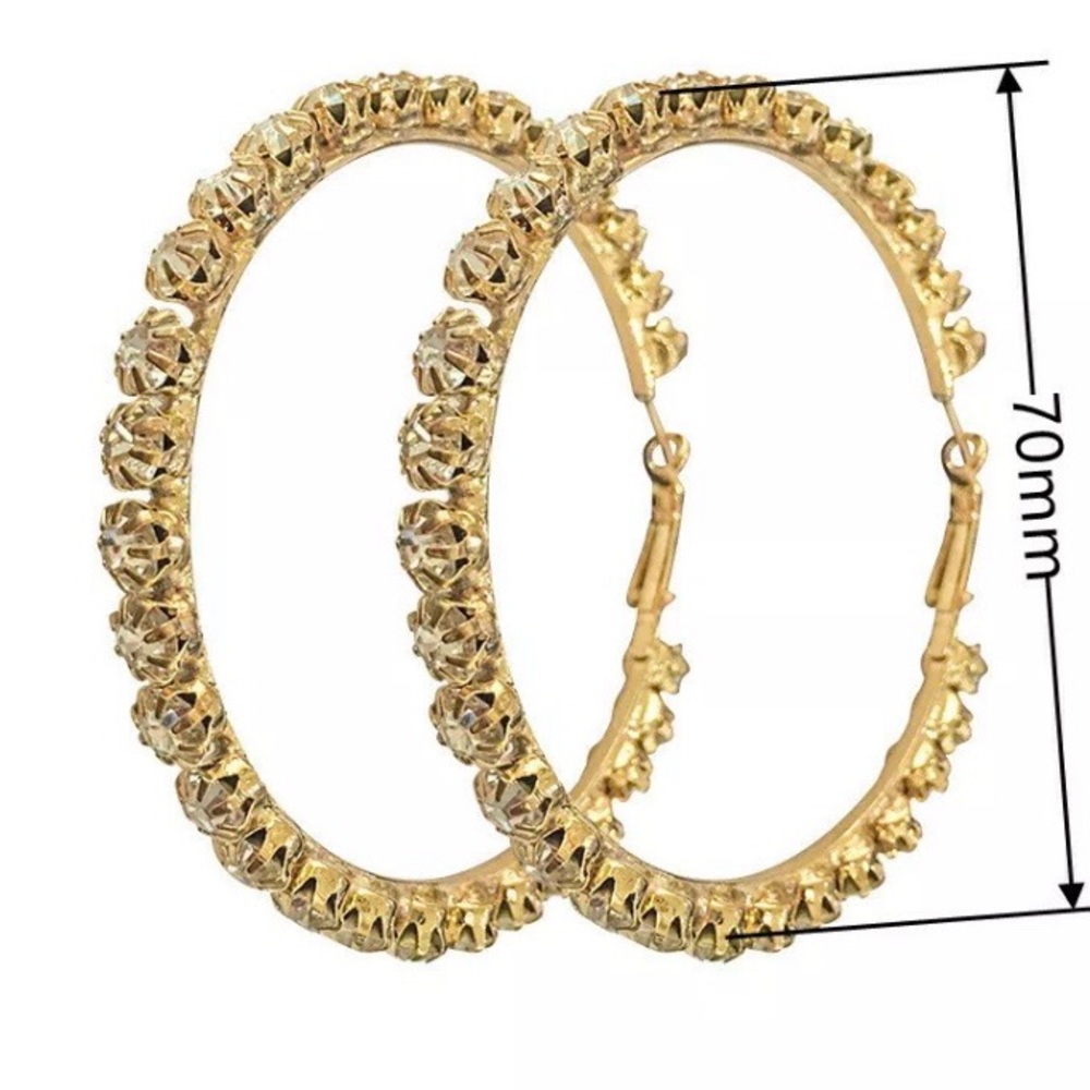 NEW 18K Yellow Gold Diamond Circle Hoop Earrings - Picture 2 of 5